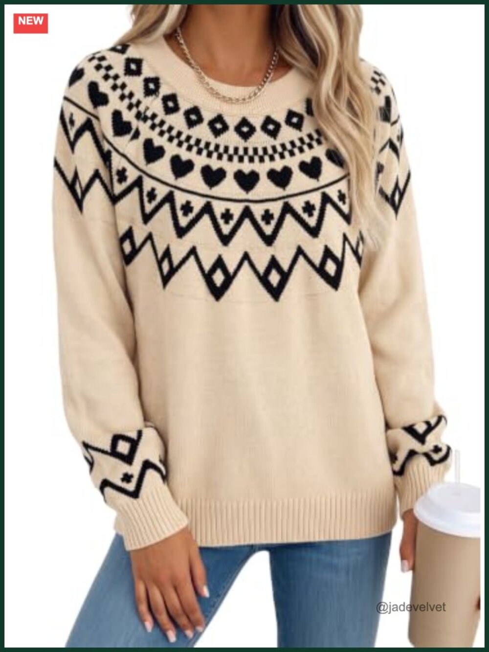 Women's Graphic Pullover Sweater Cozy Knit Long Sleeve Crewneck Fall Winter